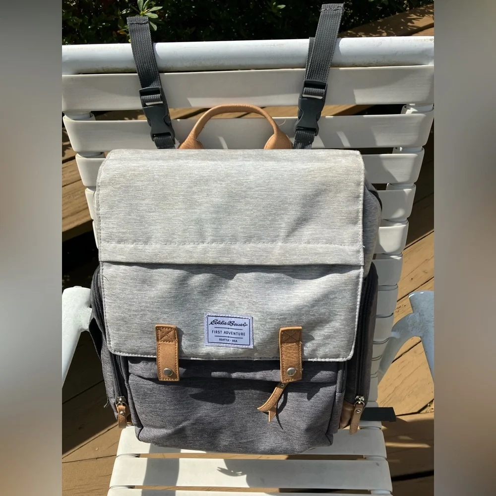 Eddie Bauer Cascade Backpack Diaper Bag. First Adventure.Stroller/shlder straps.